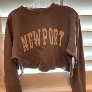 Light blue/gray cropped “Newport” crew from Newport Boutique!